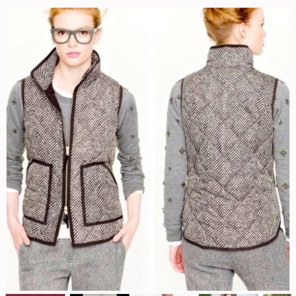 J. Crew Excursion Down Puffer Herringbone Vest- N… - image 1